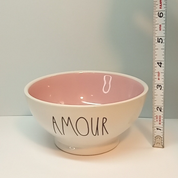 5 1/2" Rae Dunn AMOUR bowl with pink interior. No flaws. - Picture 5 of 6